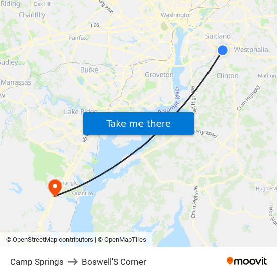 Camp Springs to Boswell'S Corner map