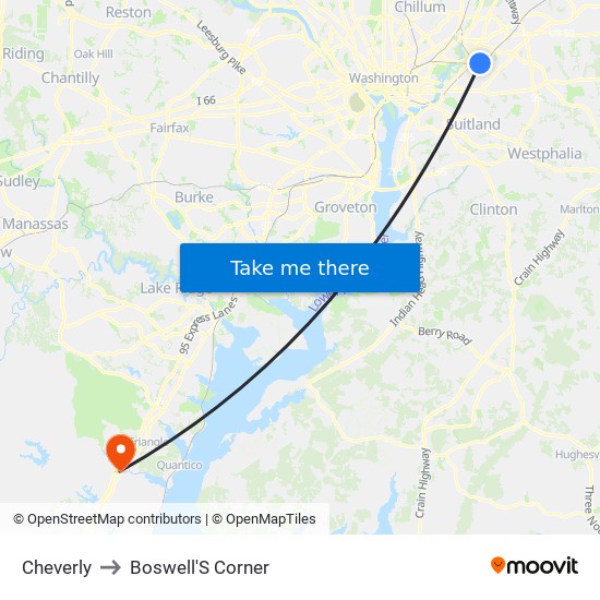 Cheverly to Boswell'S Corner map