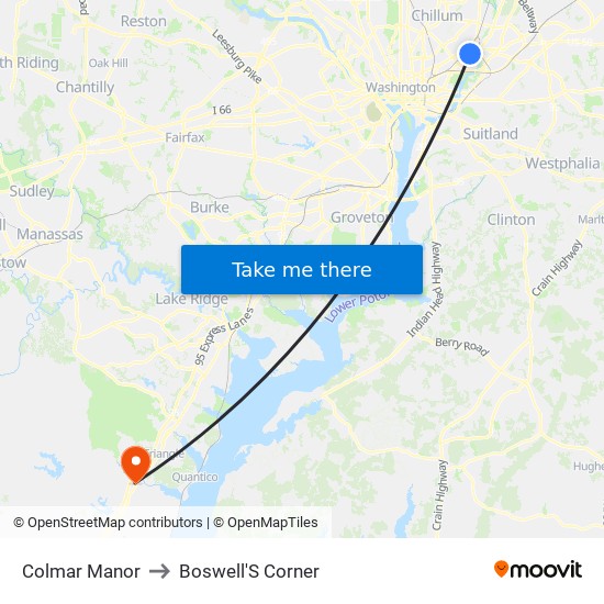 Colmar Manor to Boswell'S Corner map