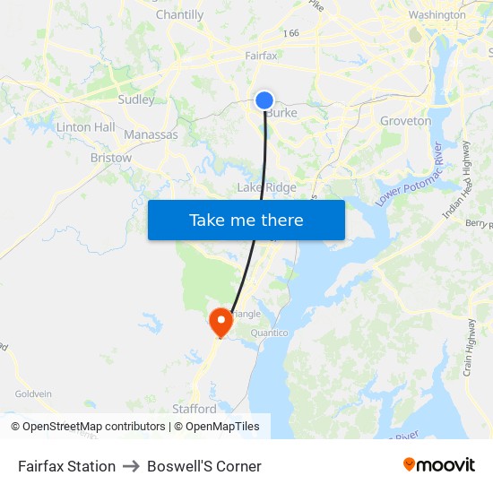 Fairfax Station to Boswell'S Corner map