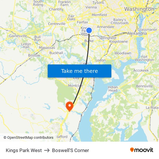 Kings Park West to Boswell'S Corner map