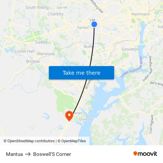 Mantua to Boswell'S Corner map