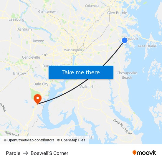 Parole to Boswell'S Corner map