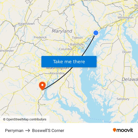 Perryman to Boswell'S Corner map