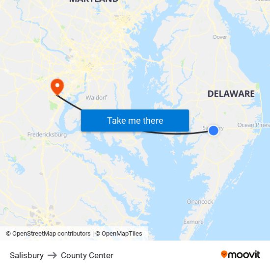 Salisbury to County Center map