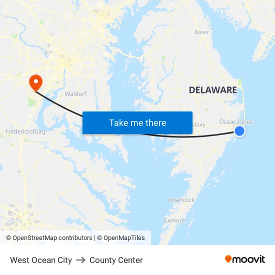 West Ocean City to County Center map