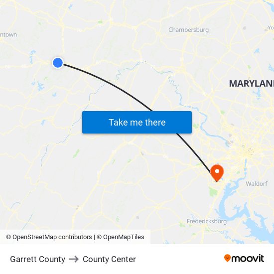 Garrett County to County Center map