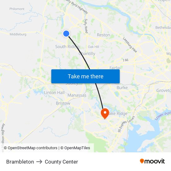 Brambleton to County Center map