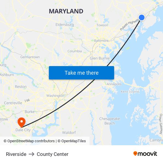 Riverside to County Center map