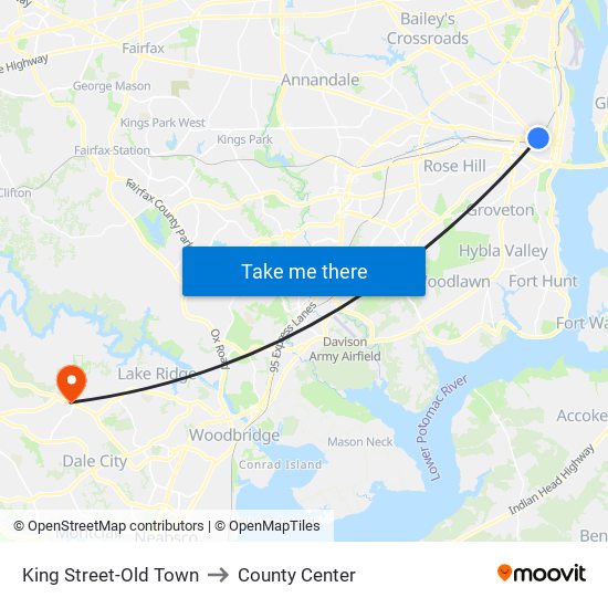 King Street-Old Town to County Center map