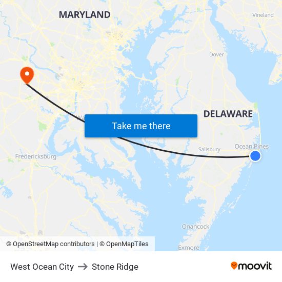 West Ocean City to Stone Ridge map