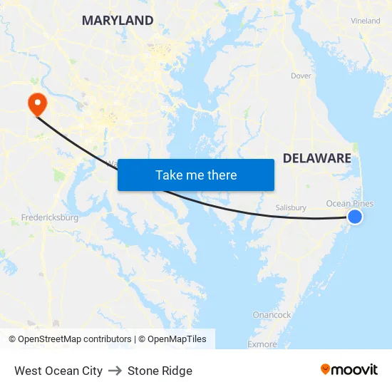 West Ocean City to Stone Ridge map