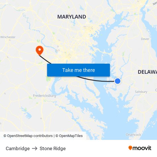 Cambridge to Stone Ridge map