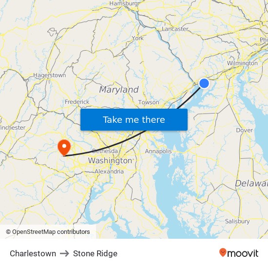 Charlestown to Stone Ridge map