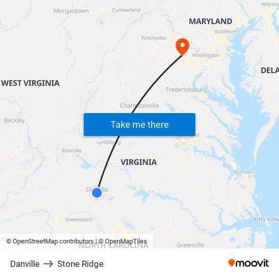 Danville to Stone Ridge map