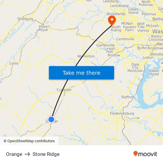 Orange to Stone Ridge map