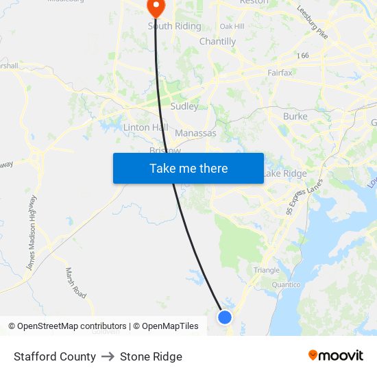 Stafford County to Stone Ridge map