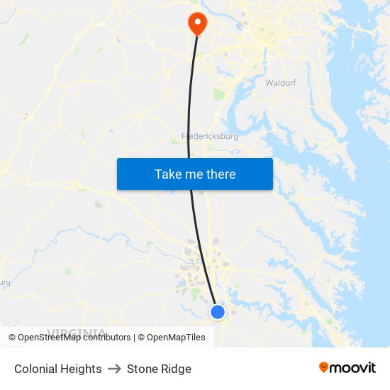 Colonial Heights to Stone Ridge map