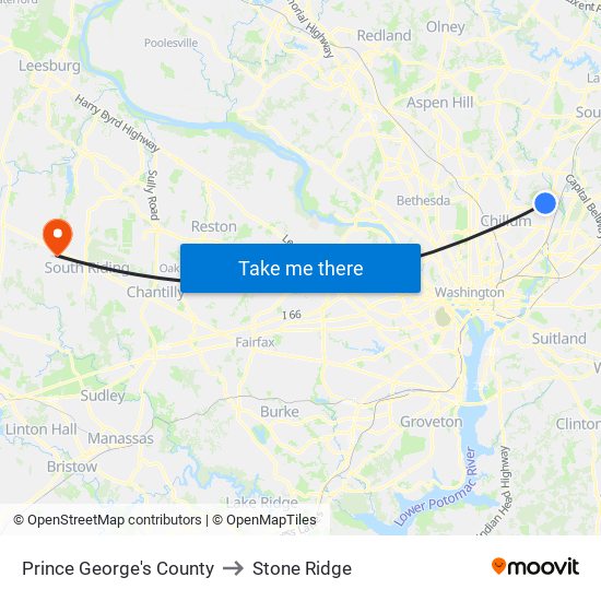 Prince George's County to Stone Ridge map