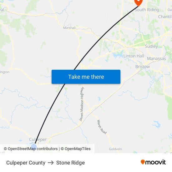 Culpeper County to Stone Ridge map