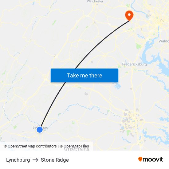 Lynchburg to Stone Ridge map