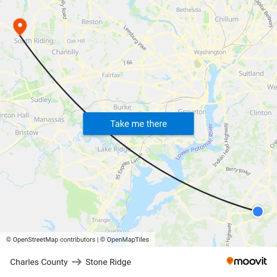 Charles County to Stone Ridge map