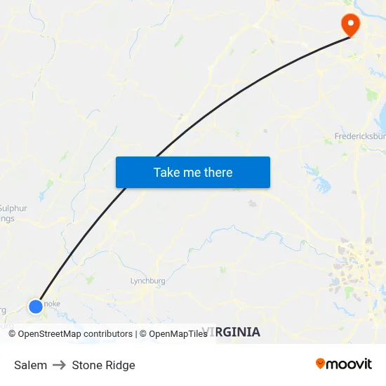 Salem to Stone Ridge map
