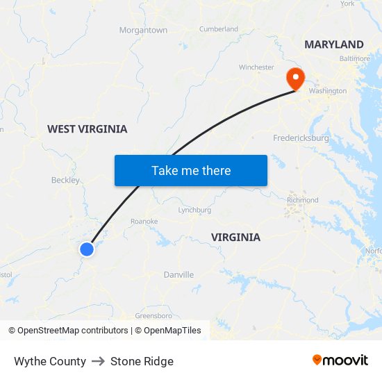 Wythe County to Stone Ridge map