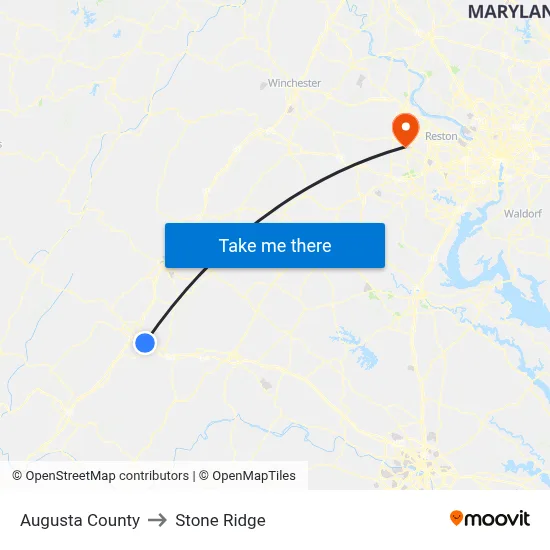 Augusta County to Stone Ridge map