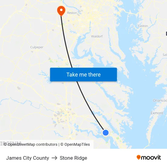 James City County to Stone Ridge map