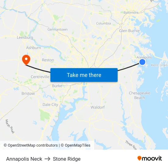 Annapolis Neck to Stone Ridge map