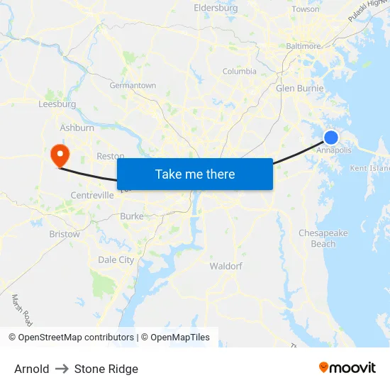 Arnold to Stone Ridge map