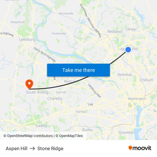 Aspen Hill to Stone Ridge map