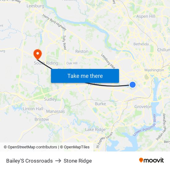 Bailey'S Crossroads to Stone Ridge map