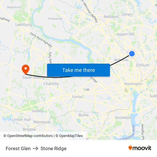 Forest Glen to Stone Ridge map