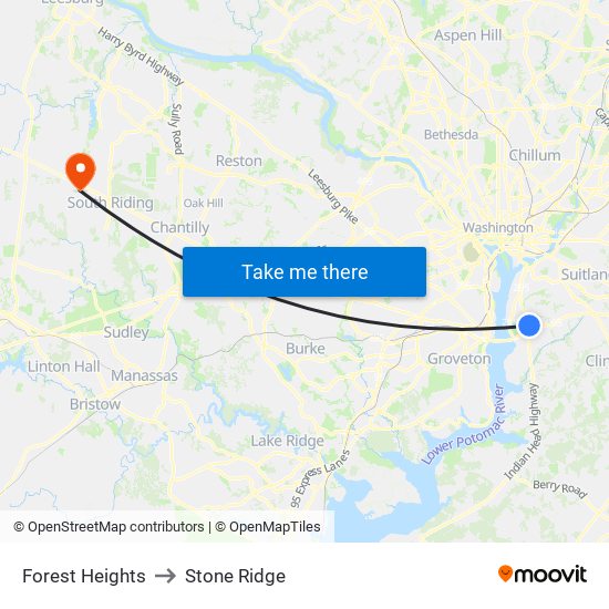 Forest Heights to Stone Ridge map