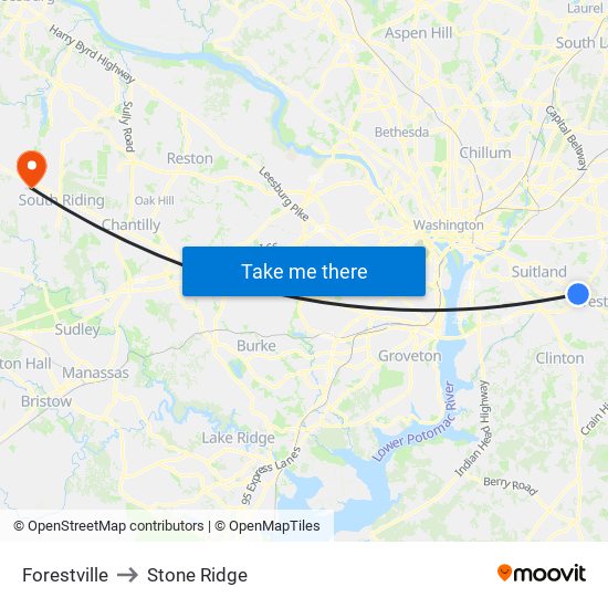 Forestville to Stone Ridge map
