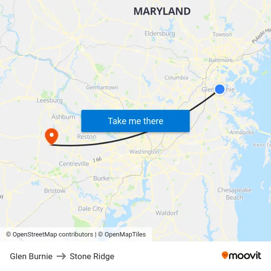 Glen Burnie to Stone Ridge map