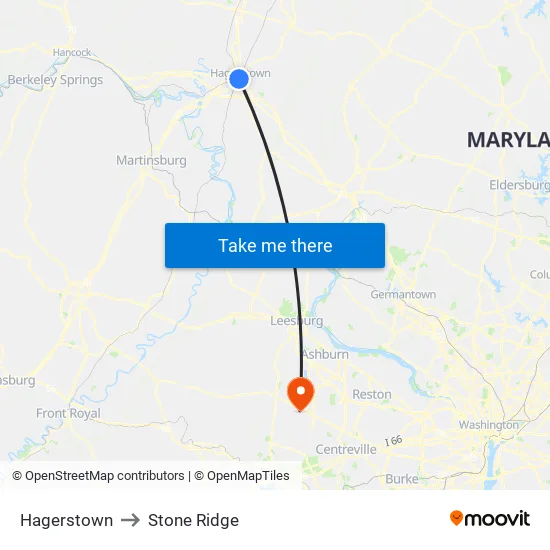 Hagerstown to Stone Ridge map