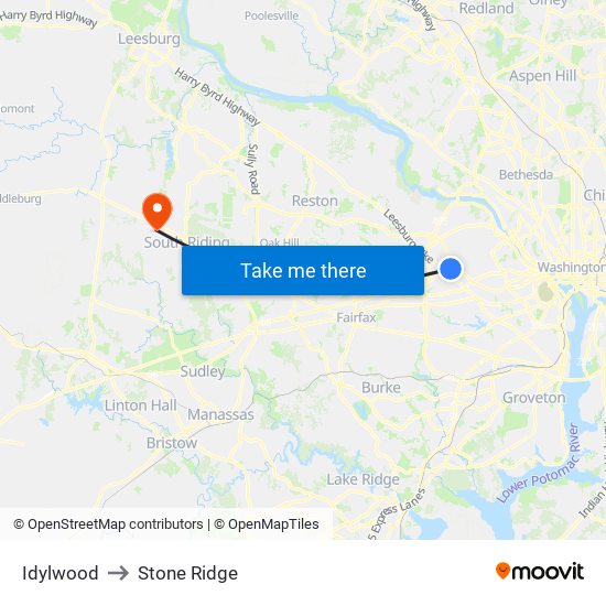 Idylwood to Stone Ridge map