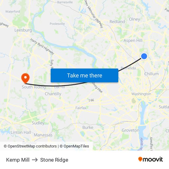 Kemp Mill to Stone Ridge map