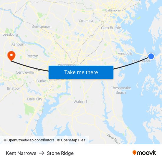 Kent Narrows to Stone Ridge map