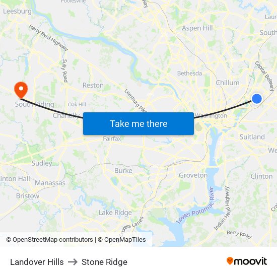 Landover Hills to Stone Ridge map