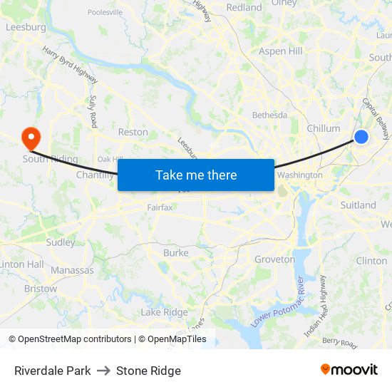 Riverdale Park to Stone Ridge map