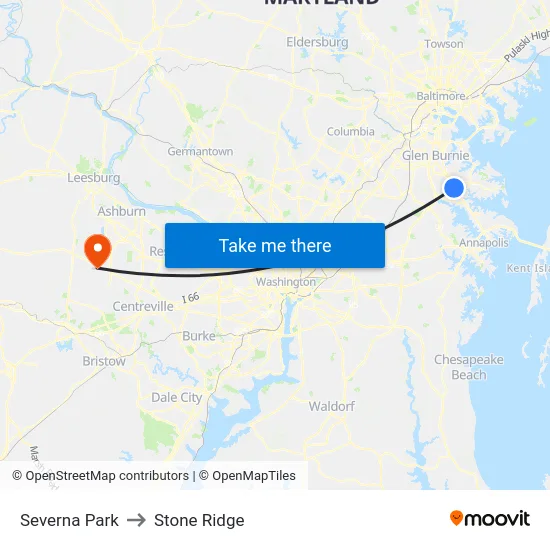 Severna Park to Stone Ridge map