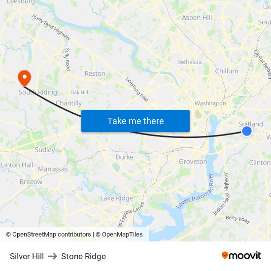 Silver Hill to Stone Ridge map