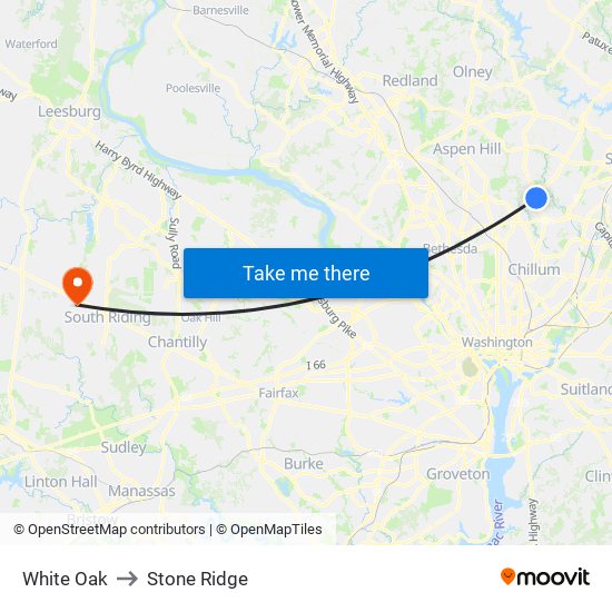 White Oak to Stone Ridge map