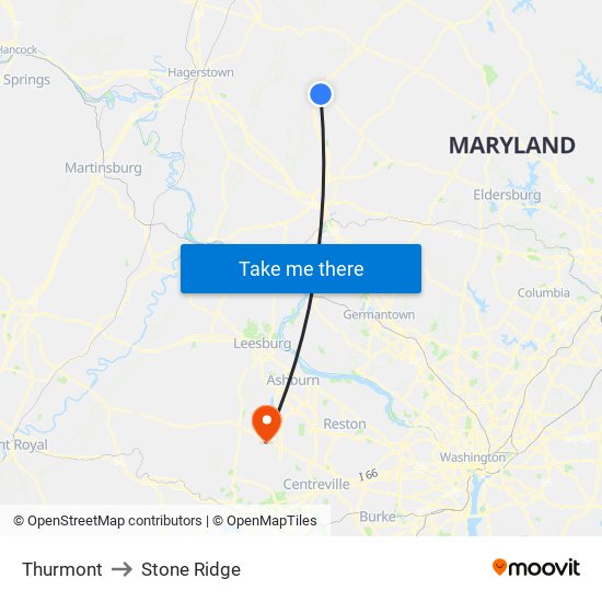 Thurmont to Stone Ridge map