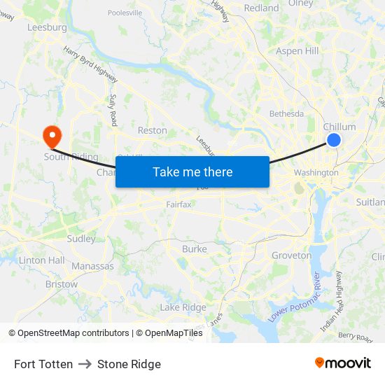 Fort Totten to Stone Ridge map