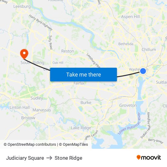 Judiciary Square to Stone Ridge map